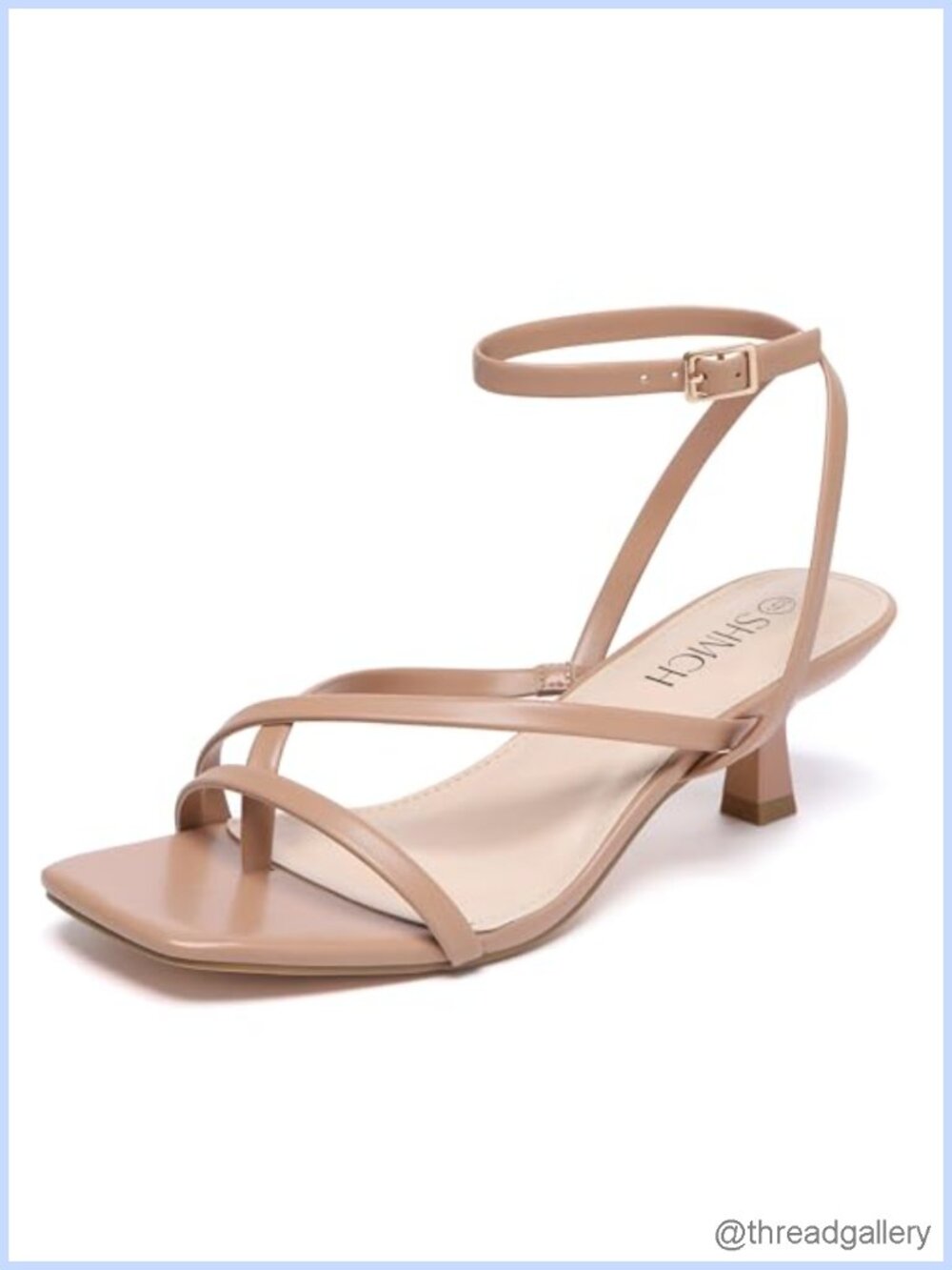 Kitten Heel Strappy Lace Up Thong Ankle Strap Square Toe Dress Sandals